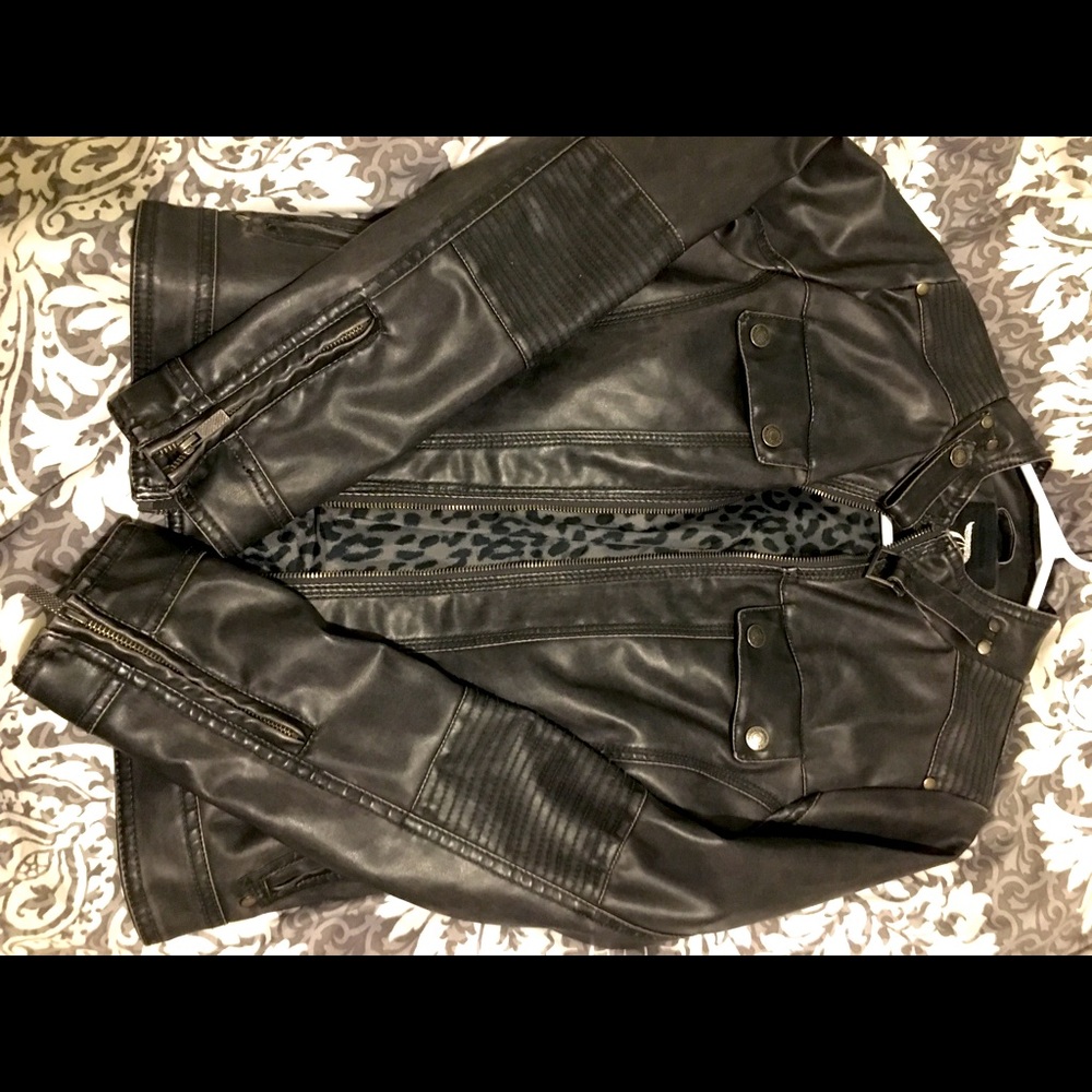 Faux leather dollhouse biker style jacket